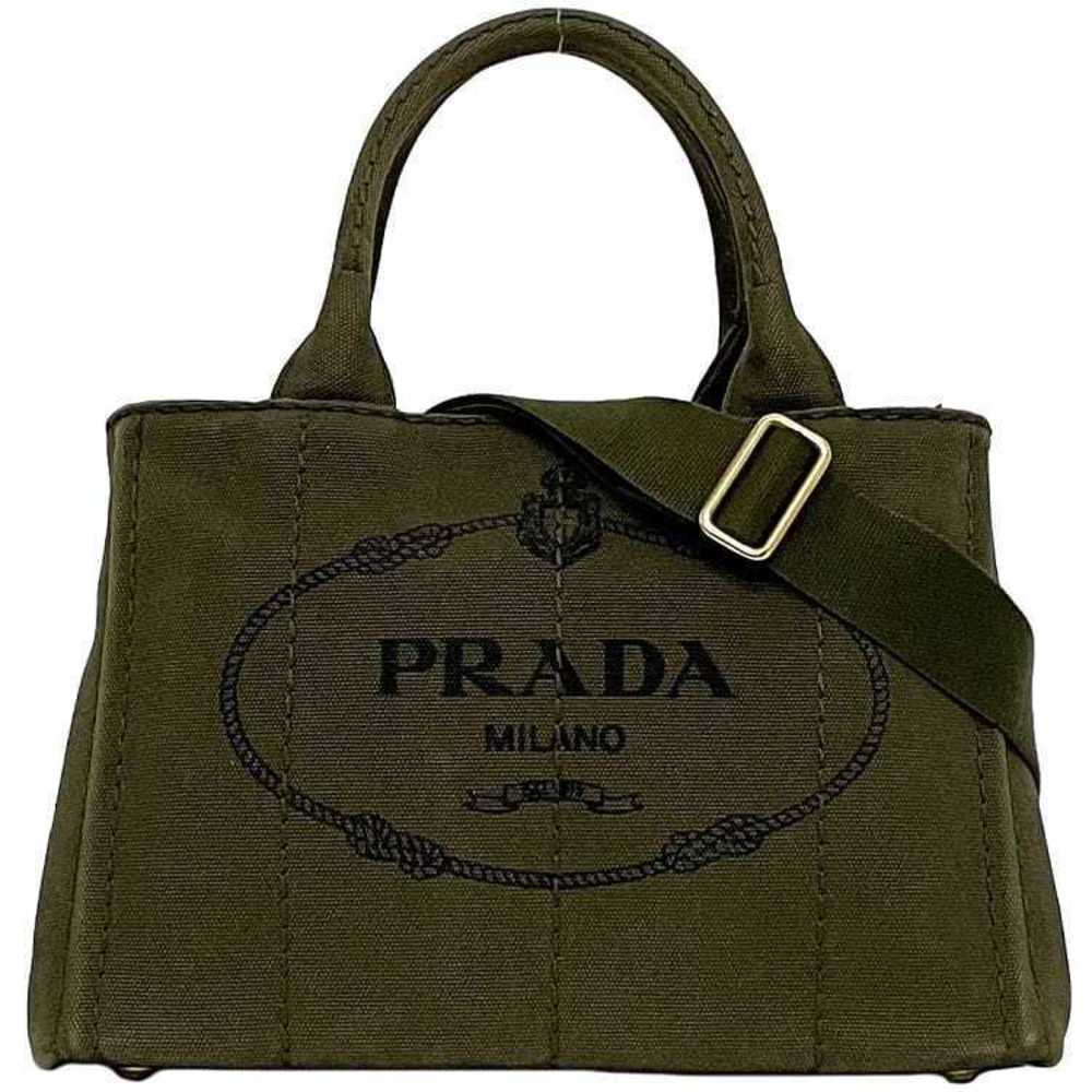 Prada carry Bag Shoulder Canapa Green Tote Bag Khaki green easy